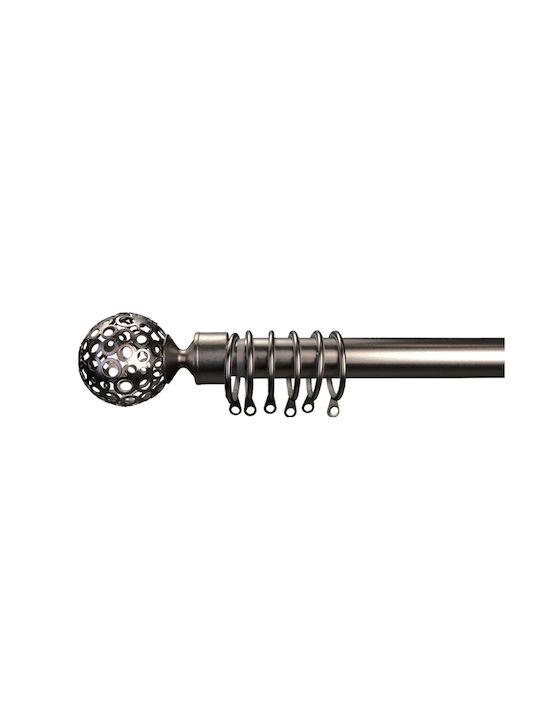 Flamingo Extendable Metallic Curtain Pole Globe Single Φ25mm 120-210cm Black Nickel