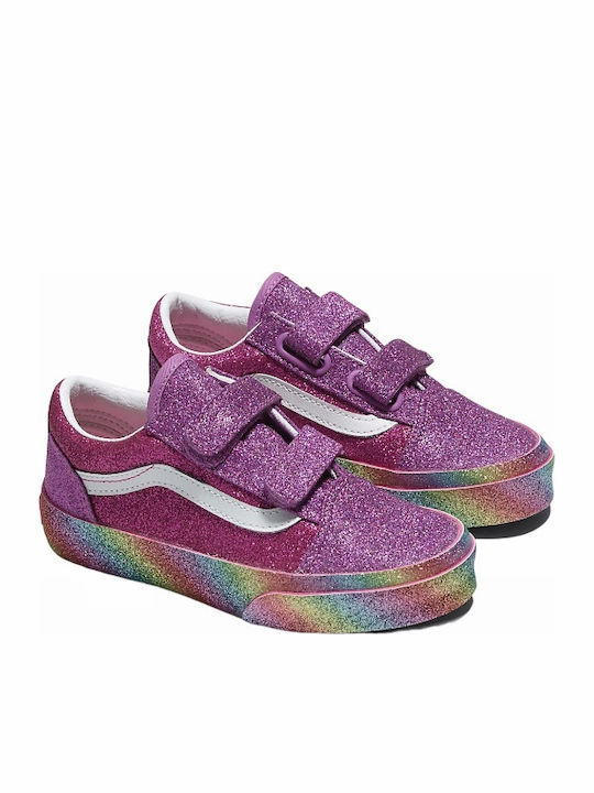 Old Skool V Kids Sneakers with Hoop & Loop Closure Fuchsia