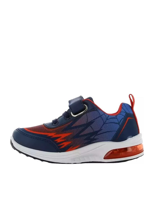 Παιδικά Sneakers Ανατομικά με Σκρατς & Φωτάκια Μπλε