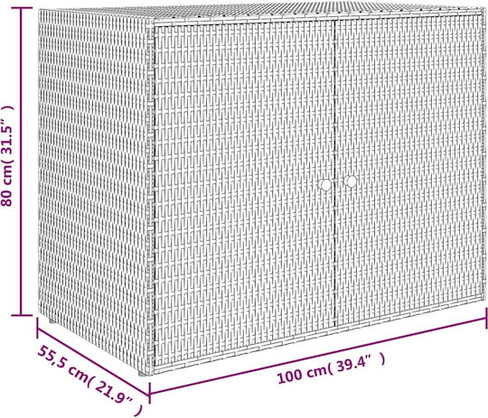 Δίφυλλη Ντουλάπα Μεταλλική Γκρι 100x55.5x80εκ.