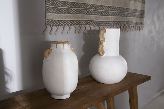 Soulworks Διακοσμητικό Βάζο Πήλινο Usiris White Φ21xΥ35cm