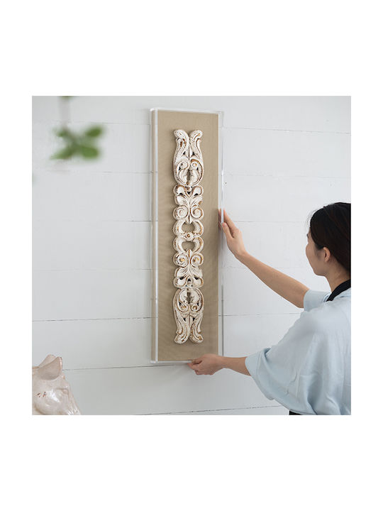 Artekko 3D Διακοσμητικό Τοίχου Yiorrok Εκρού από Ξύλο 23.5x4x79.5cm 2τμχ