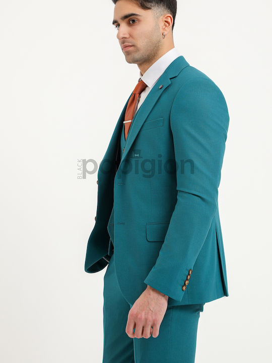 100-23 Men's Summer Suit with Vest Petrol