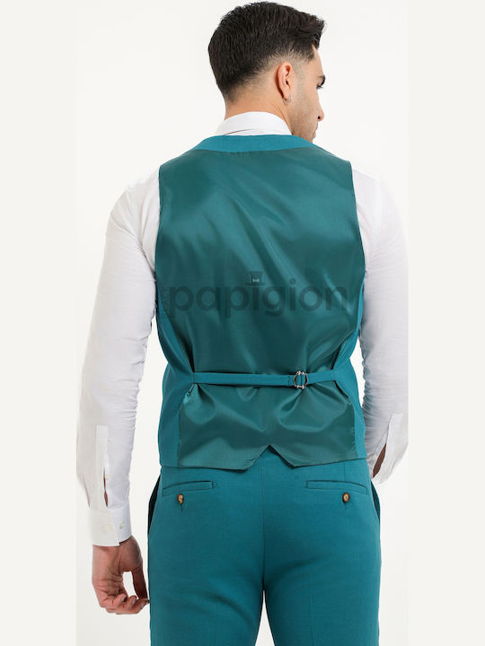 100-23 Men's Summer Suit with Vest Petrol