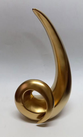 Karvounis Decorative Space Flame made of Ceramic Material Gold 17x11.5x31cm 1pcs