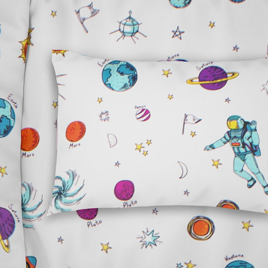Dimcol Space 188 Σετ Παιδικές Μαξιλαροθήκες από 100% Βαμβάκι 50x70εκ. Λευκές