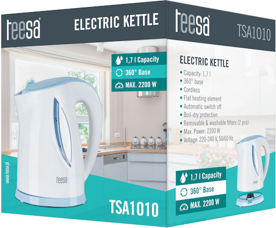 Teesa Електрическа Кана 1.7л 2200W Бяла