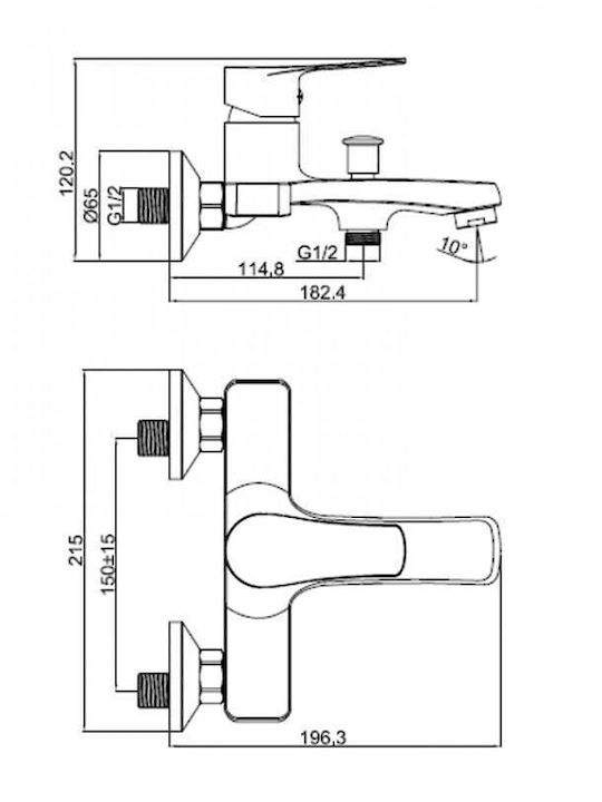 Interflex Matrix Αναμεικτική Μπαταρία Μπανιέρας Ασημί