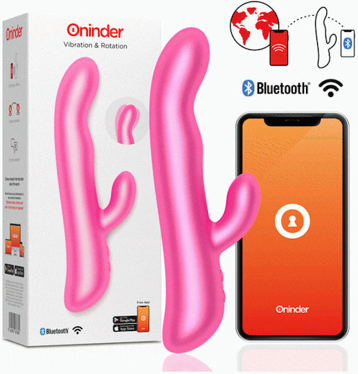 Oninder Vibrator Kaninchen mit Fernbedienung Vibration und Rotation 23cm Rosa