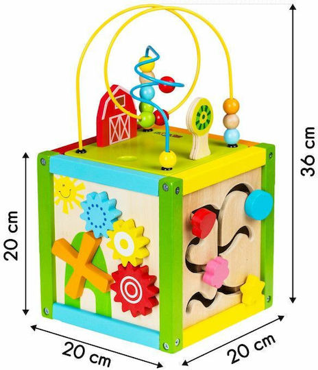 Ecotoys Shape Sorting Toy Educational Activity Cube 5 In 1 made of Wood for 18++ Months