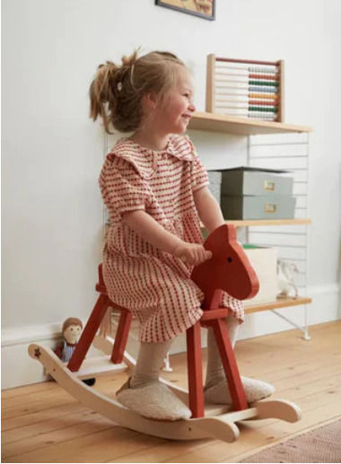 Kids Concept Carl Larsson Lemn Jucărie cu leagăn Ηorse pentru 18++ luni Roșu