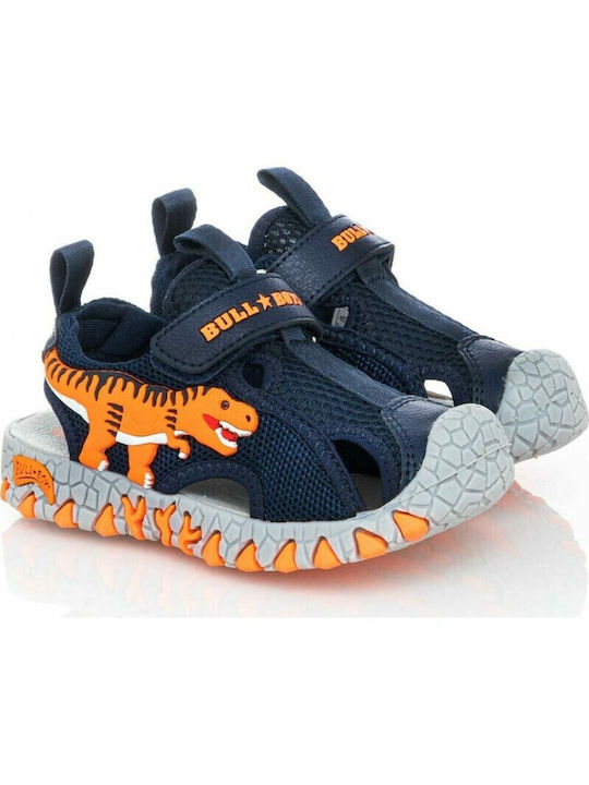 Bull Boys Shoe Sandals T-Rex with Velcro & Lights Navy Blue