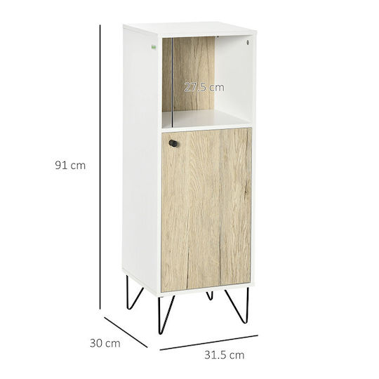 Kleankin 834-440 Ντουλάπι Μπάνιου 31.5x30x91cm Λευκό