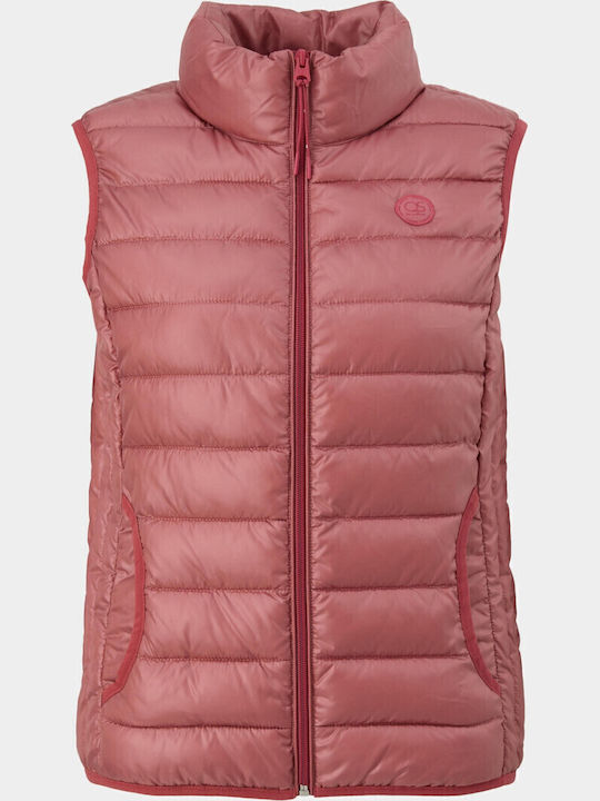 Kurz Damen Ärmellos Puffer Jacke für Winter Rosa