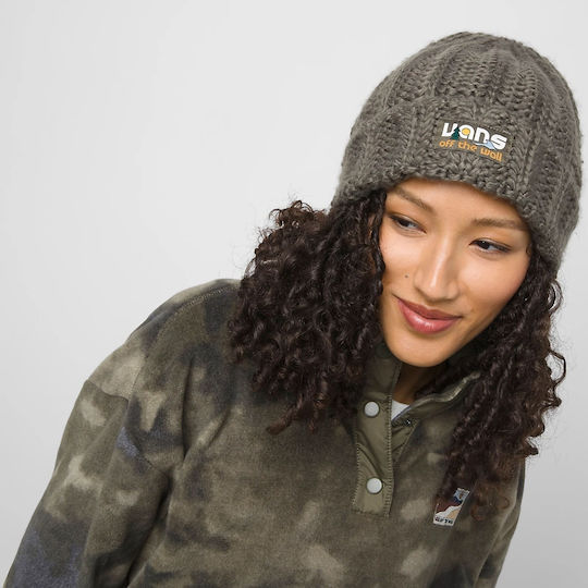 Beanie Γυναικείος Σκούφος με Πλεξούδες σε Γκρι χρώμα