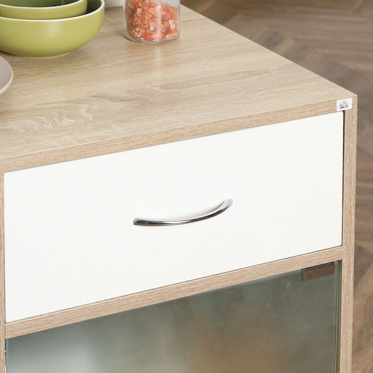 HomCom Troleu De Bucătărie Din Lemn Capacitate 6 Locuri Maro 65x39x80cm