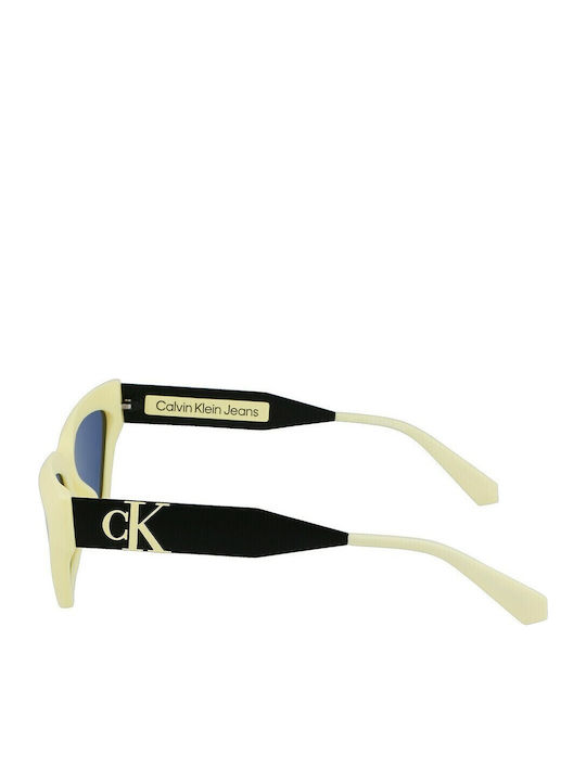 Calvin Klein Women's Sunglasses with Yellow Plastic Frame and Blue Lens CKJ22640S 745