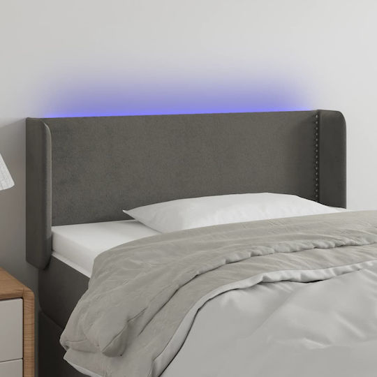 vidaXL Tăblie de Pat cu LED, din Țesătură, Gri Închis, 103x88 cm