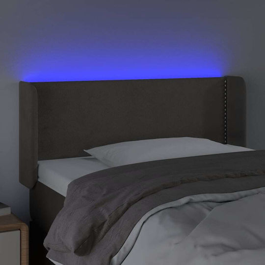 vidaXL Tăblie de Pat cu LED, din Țesătură, Gri Închis, 103x88 cm