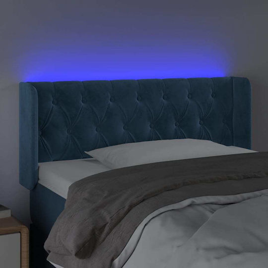 vidaXL Tăblie de Pat cu LED din Țesătură Albastru Închis 103x88cm