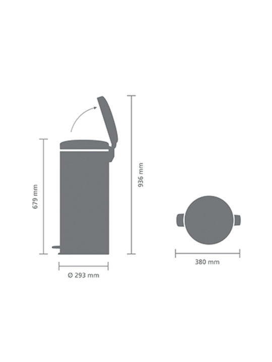 Brabantia NewIcon Waste Bin Waste made of Stainless Steel with Pedal White 30lt 1pcs