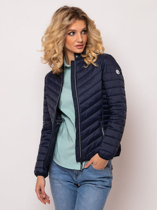 Kurz Damen Puffer Jacke für Winter Marineblau