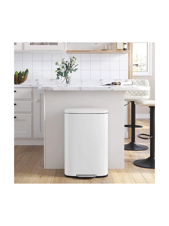 Vesta Soft Close Waste Bin Waste Metallic with Pedal White 30lt 1pcs