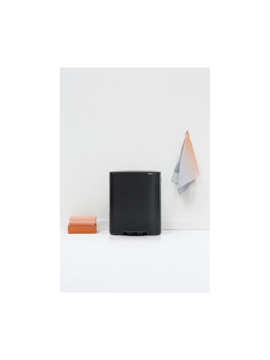 Brabantia Bo Κάδος Απορριμμάτων από Ανοξείδωτο Ατσάλι Matt Black με Πεντάλ 60lt