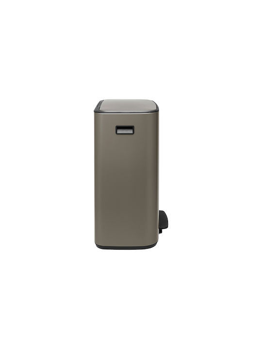 Brabantia Κάδος Bo Απορριμμάτων από Ανοξείδωτο Ατσάλι με Πεντάλ Platinum 60lt