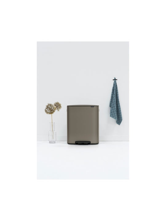 Brabantia Κάδος Bo Απορριμμάτων από Ανοξείδωτο Ατσάλι με Πεντάλ Platinum 60lt