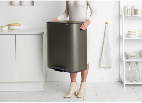 Brabantia Кош за Боклук от Неръждаема Стомана с Педал Platinum 60л