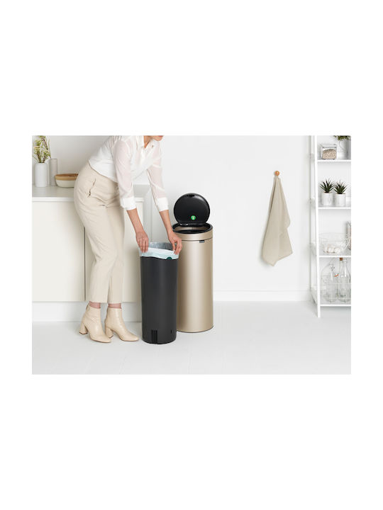 Brabantia Touch New Κάδος Απορριμμάτων από Ανοξείδωτο Ατσάλι Champagne 30lt