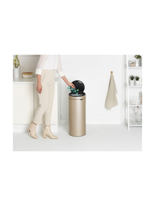 Brabantia Touch New Κάδος Απορριμμάτων από Ανοξείδωτο Ατσάλι Champagne 30lt