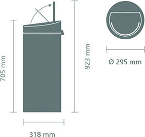 Brabantia Κάδος Touch New Απορριμμάτων Μεταλλικός με Πεντάλ Platinum 30lt
