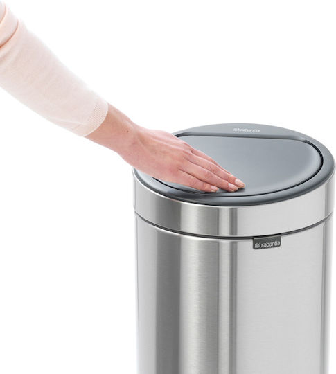 Brabantia Κάδος Touch New Απορριμμάτων Μεταλλικός με Πεντάλ Platinum 30lt