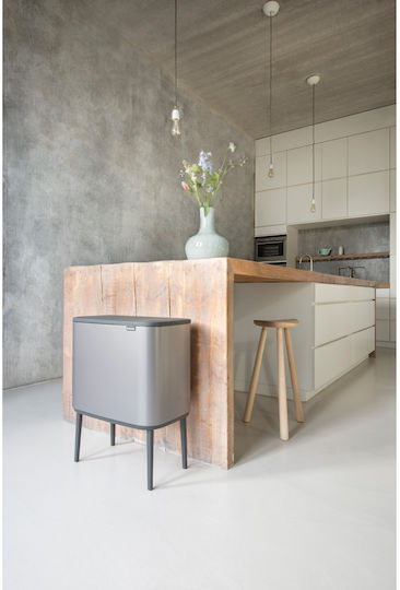 Brabantia Κάδος Bo Ανακύκλωσης Μεταλλικός Push Platinum 33lt