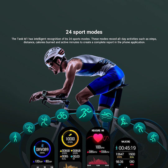 Kospet Tank M1 Waterproof Smartwatch with Heart Rate Monitor (Green)