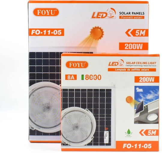 Foyu Wall Mounted Solar Light 200W 90lm Cold White 6500K with Photocell and Remote Control IP54 24cmx6.2cmcm