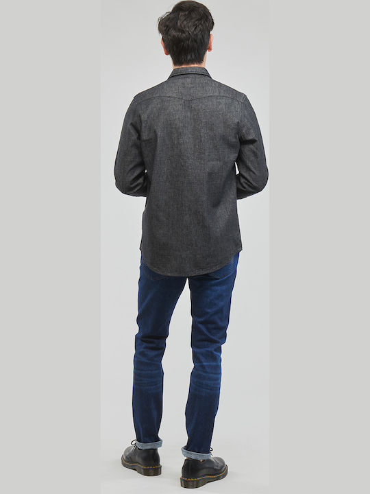 Western Long-sleeved Denim Shirt Black