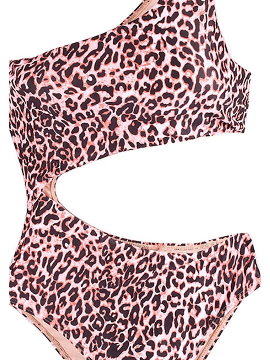 Einteiliger Badeanzug Monokini Leorard mit Cutouts Pink