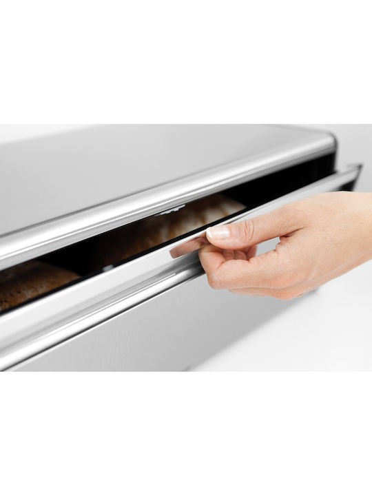 Brabantia Fall Front Bread Box with Lid Metallic Matt Steel 46.5x25x18.7cm