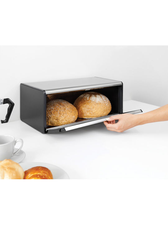 Brabantia Fall Front Bread Box with Lid Metallic Matt Steel 46.5x25x18.7cm