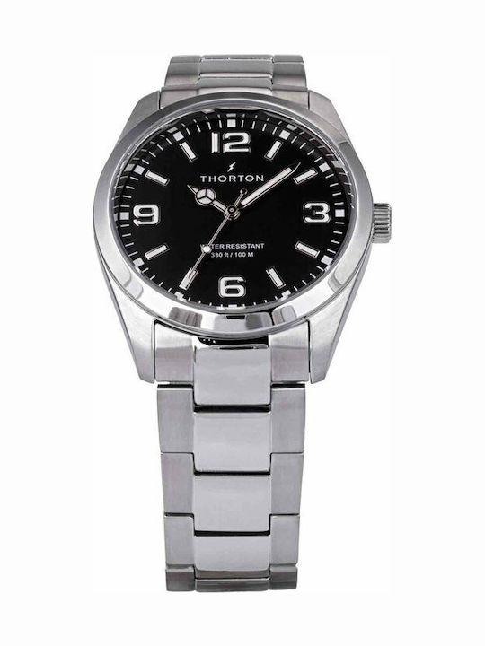 Thorton Herrenuhr 41mm Batterie mit Silber Metallarmband