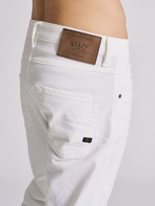 Nollan Ανδρικό Παντελόνι Τζιν Ελαστικό με Slim Tapered Εφαρμογή Λευκό
