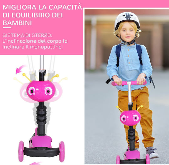 HomCom Kids Scooter 3-Wheel with Seat Pink