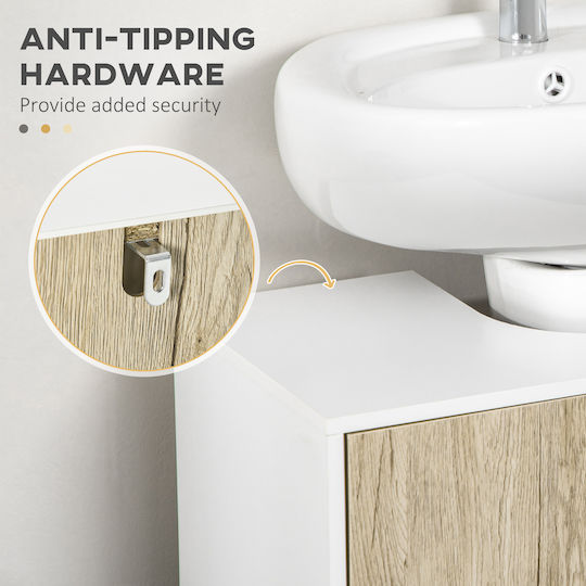 Kleankin 834-443V01 Πάγκος χωρίς Νιπτήρα Μ60xΒ30xΥ60cm Δρυς
