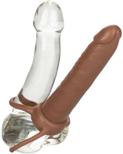 Calexotics Accomodator Dual Penetrator με Dildo 13cm σε Καφέ Χρώμα