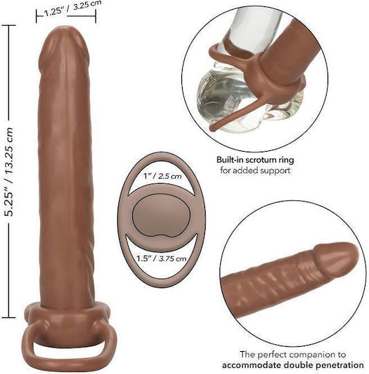 Calexotics Accomodator Dual Penetrator με Dildo 13cm σε Καφέ Χρώμα