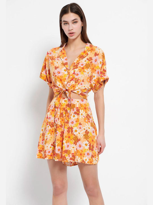Γυναικείο Ψηλόμεσο Αθλητικό Σορτς Yellow Floral