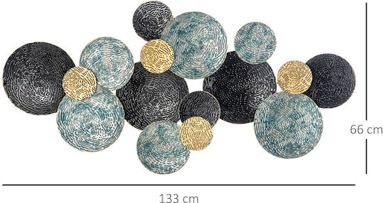 HomCom 3D Wanddekoration Geometrisches Element Blau aus Metall 133cm